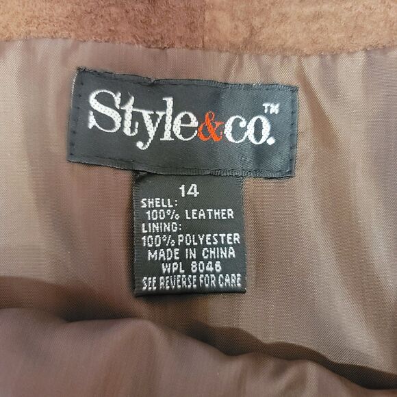 Style & Co 100% Leather Suede Brown 2 Piece Vest & Skirt Set Womens Size 14 - Picture 9 of 14